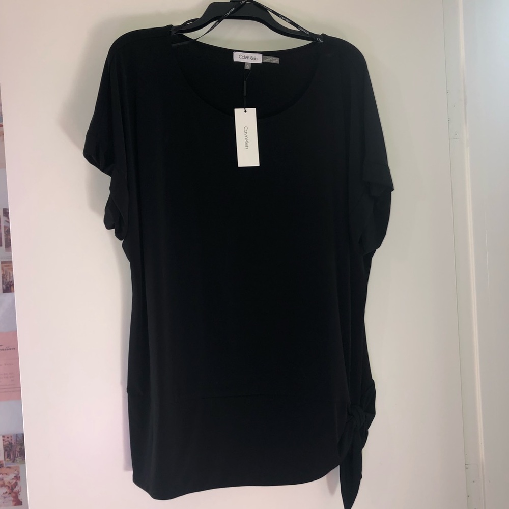 NEW Black Tee-Tunic w tie detail
